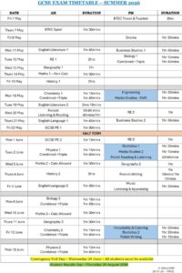 GCSE Timetable 2026x